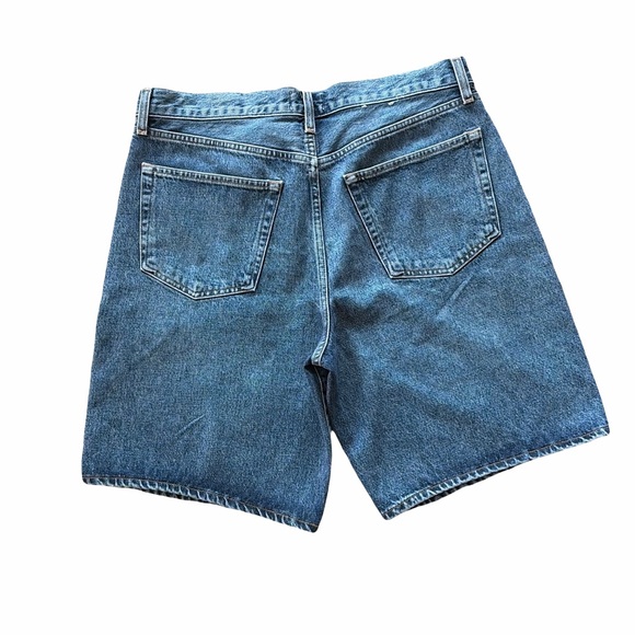 Agolde Denim Bermuda Shorts in Medium Blue Wash - Picture 2 of 3